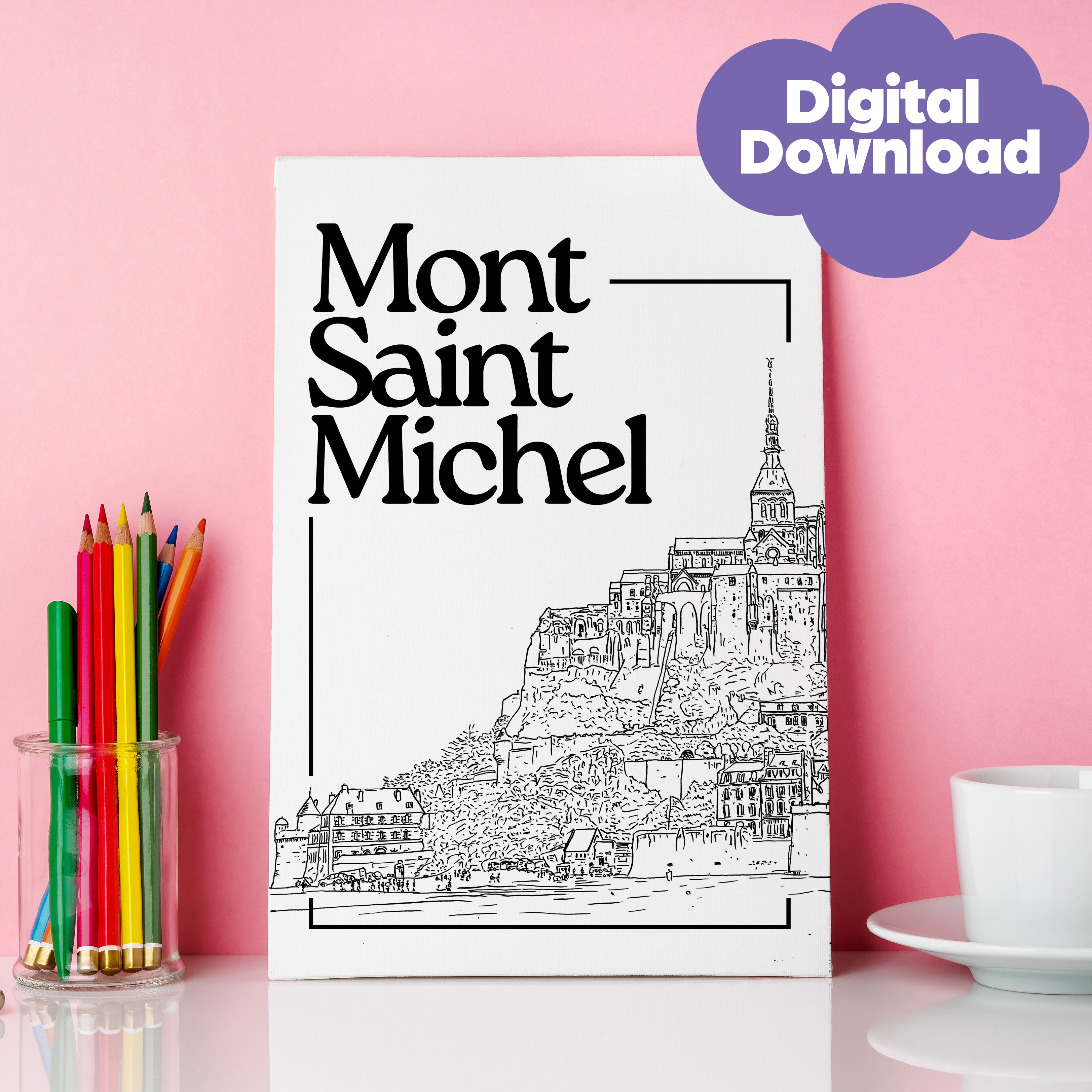 Mindful Colouring for Adults - Mont Saint Michel