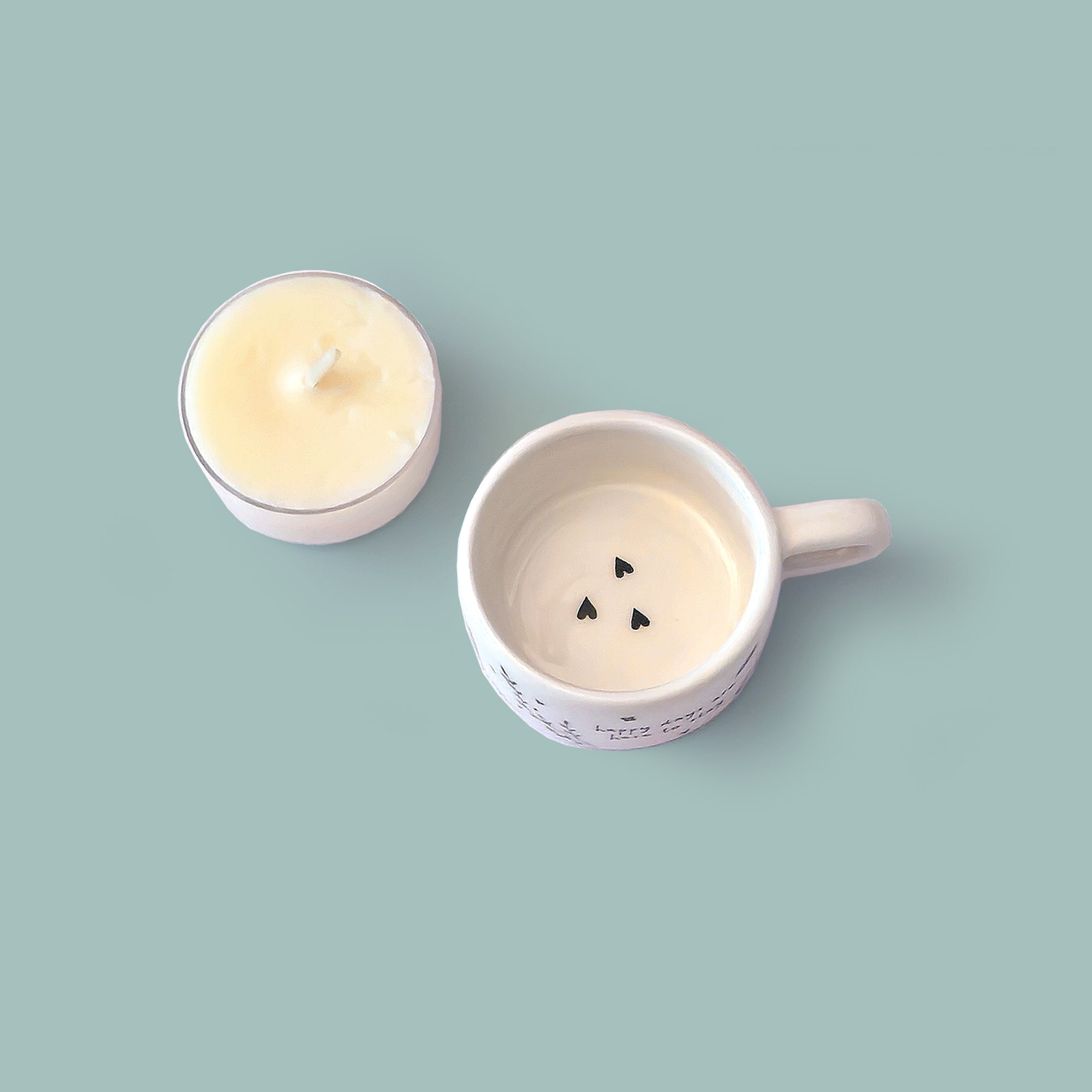 Ceramic tea light holder with unscented tea light candle for self care and relaxation